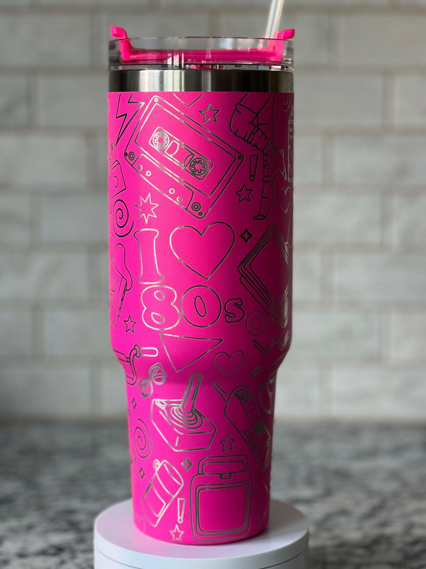 Awesome 80's Vibe Laser Engraved Full Wrap Design for 40oz Tumbler, Digital Download, SVG, Seamless Design, Tumbler Wrap For Laser Rotary