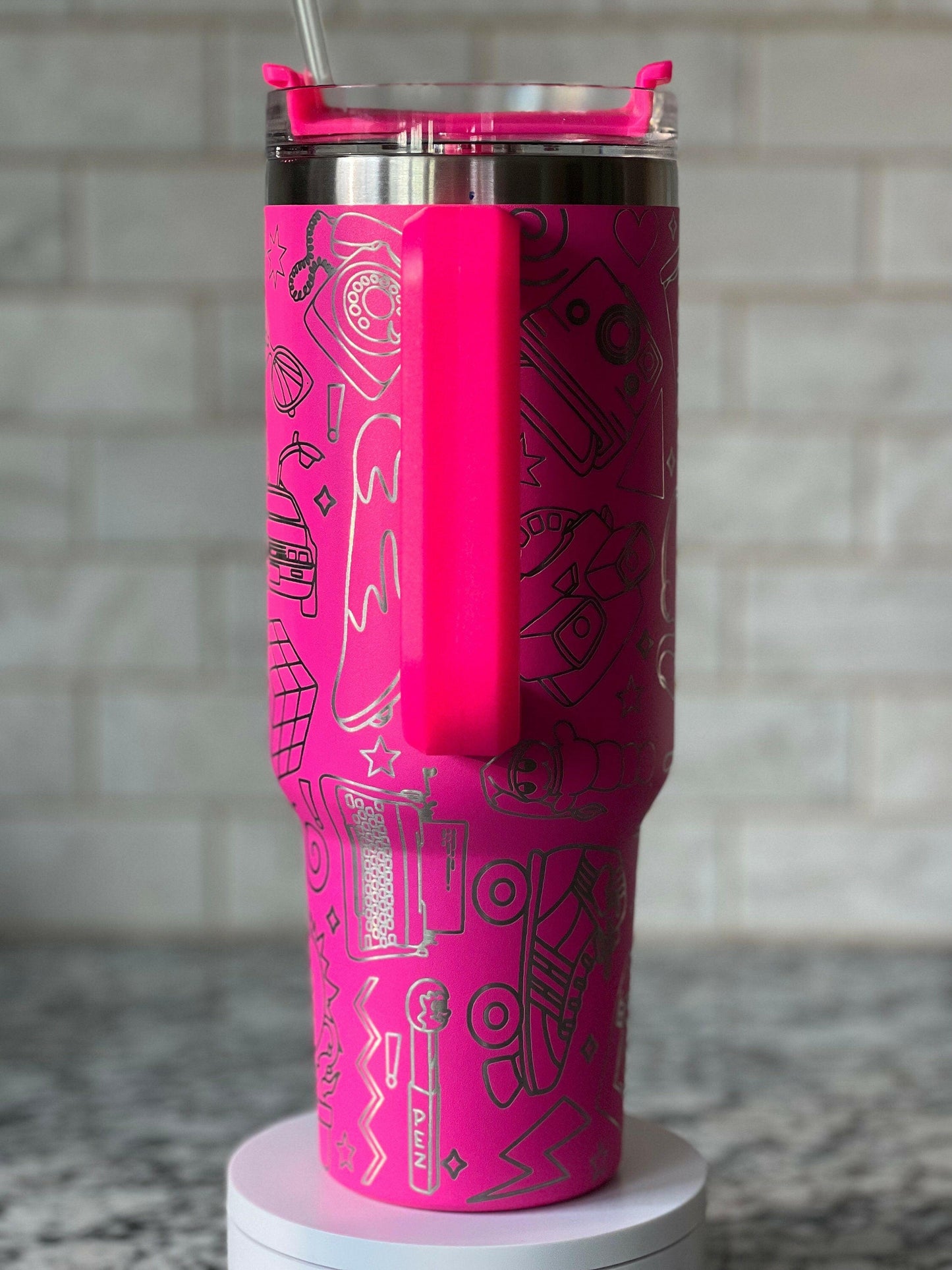 Awesome 80's Vibe Laser Engraved Full Wrap Design for 40oz Tumbler, Digital Download, SVG, Seamless Design, Tumbler Wrap For Laser Rotary