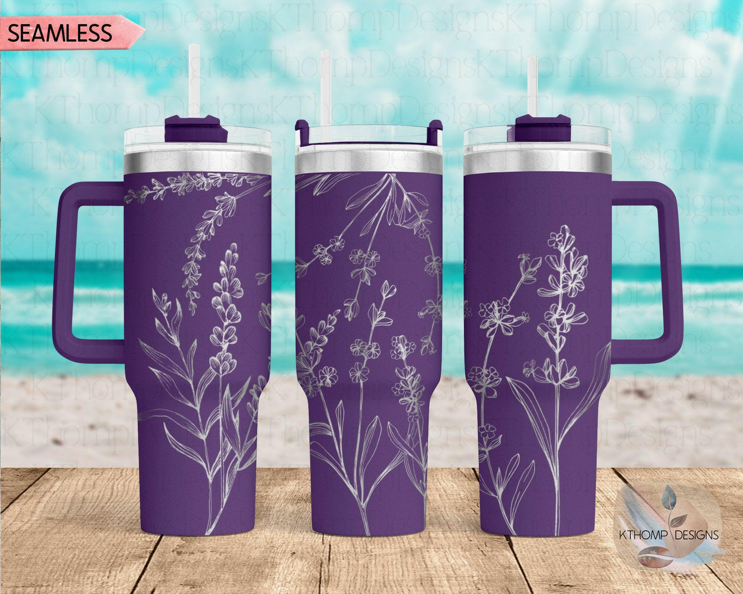 Lavender Laser Engraved Full Wrap Design for 40oz Tumbler, Digital Download, SVG, Floral Seamless Design, Tumbler Wrap For Laser Rotary