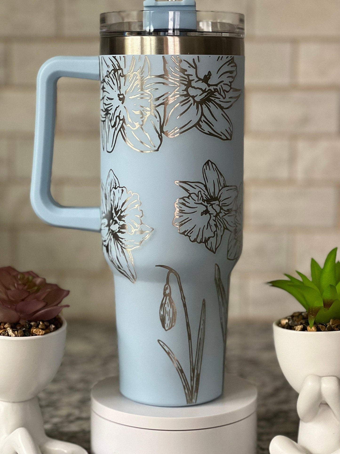 Daffodils Laser Engraved Full Wrap Design for 40oz Tumbler, Digital Download, SVG, Seamless Floral Design, Tumbler Wrap For Laser Rotary