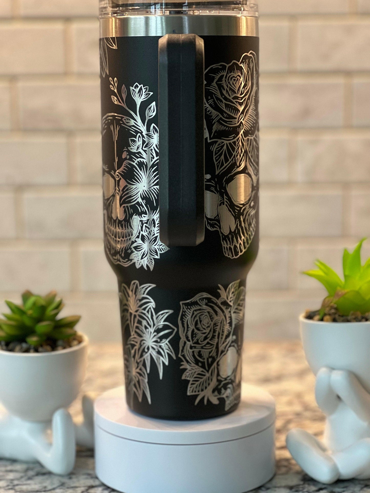 Skulls & Roses Laser Engraved Full Wrap Design for 40oz Tumbler, Digital Download, SVG, Seamless Design, Tumbler Wrap For Laser Rotary