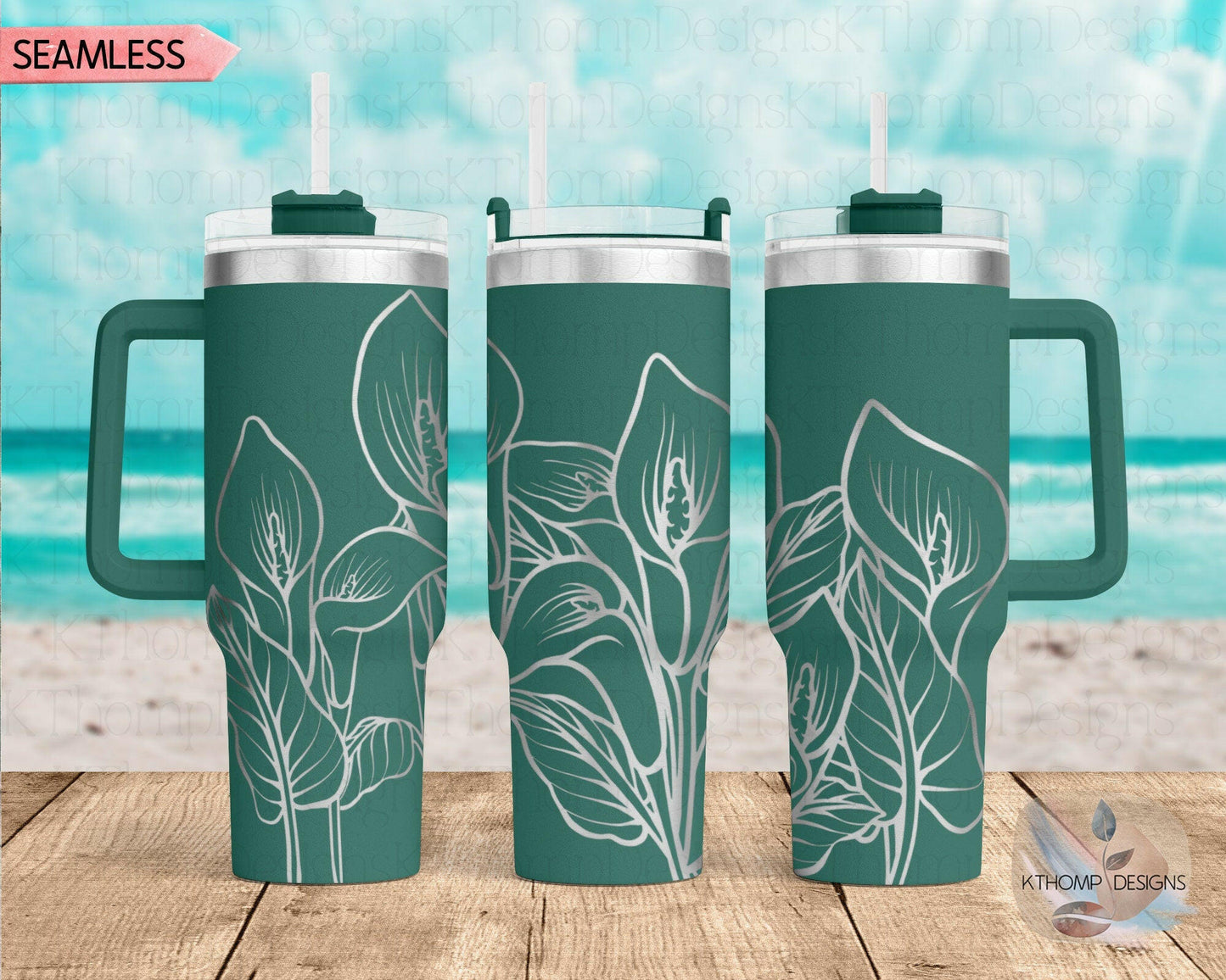 Calla Lilies Laser Engraved Full Wrap Design for 40oz Tumbler, Digital Download, SVG, Seamless Floral Design, Tumbler Wrap For Laser Rotary