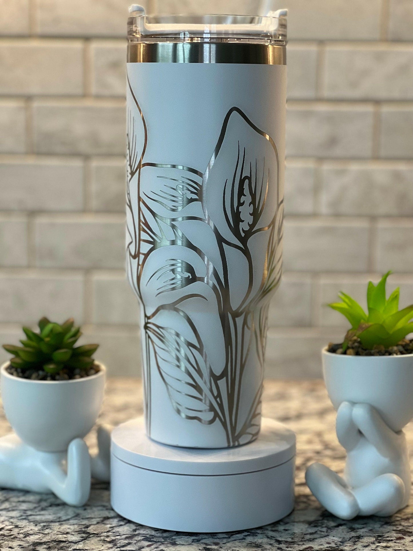 Calla Lilies Laser Engraved Full Wrap Design for 40oz Tumbler, Digital Download, SVG, Seamless Floral Design, Tumbler Wrap For Laser Rotary