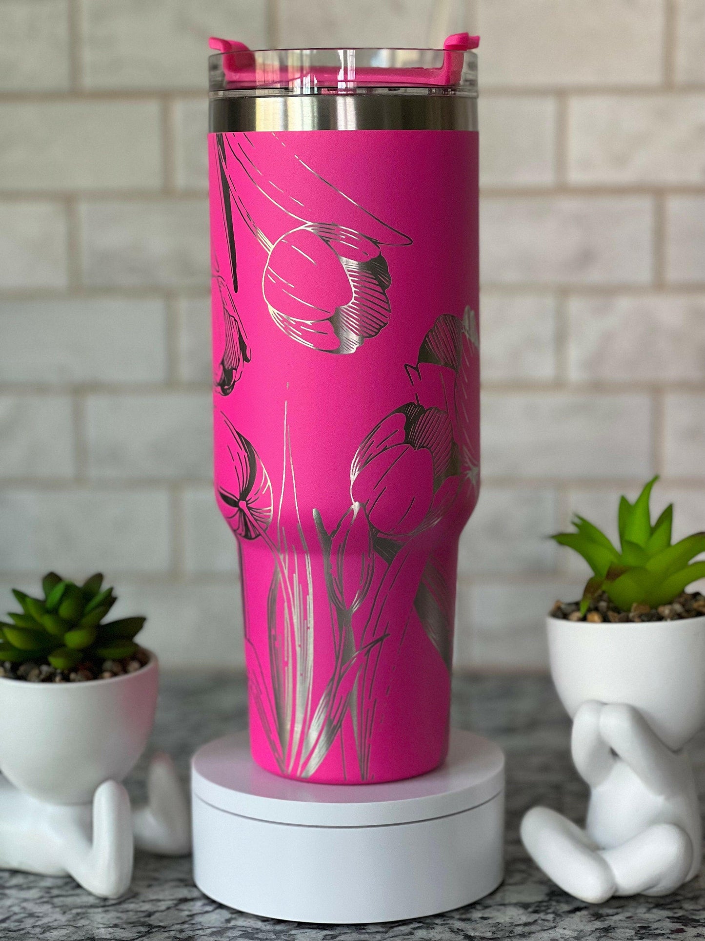 Tulips Laser Engraved Full Wrap Design for 40oz Tumbler, Digital Download, SVG, Seamless Floral Design, Tumbler Wrap For Laser Rotary