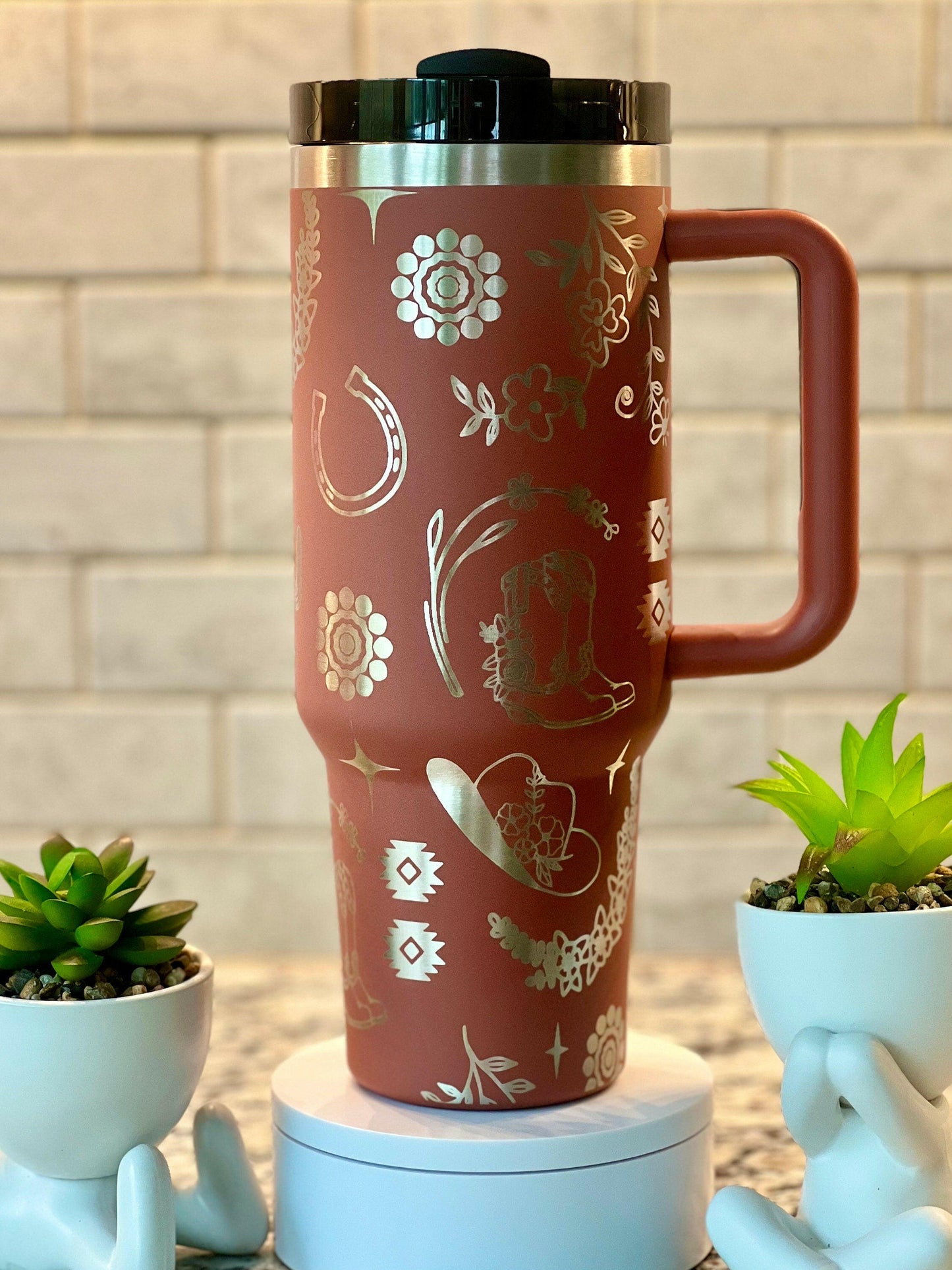 Western Floral Laser Engraved Full Wrap Design for 40oz Tumbler, Digital Download, SVG, Seamless Design, Tumbler Wrap For Laser Rotary