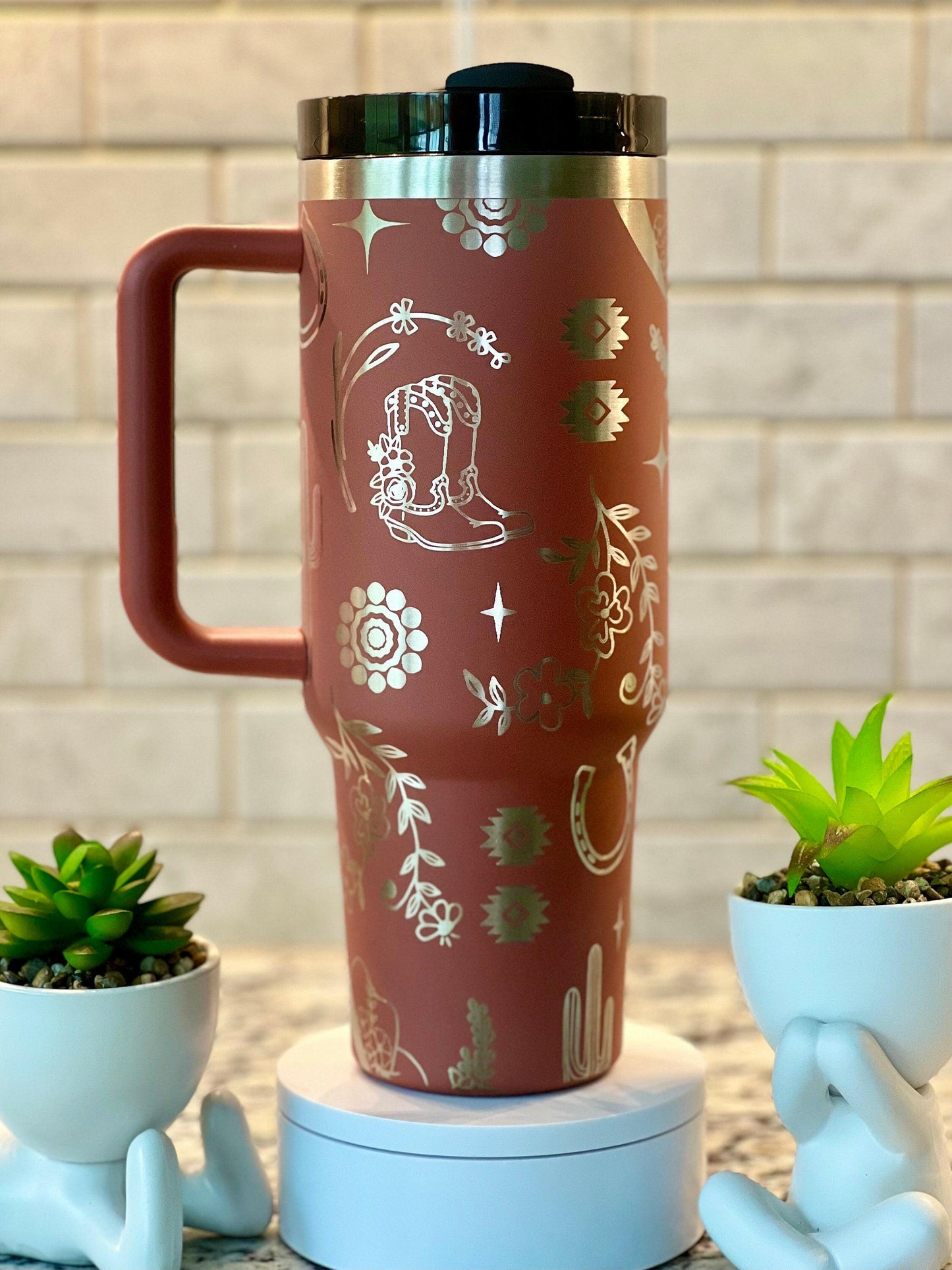 Western Floral Laser Engraved Full Wrap Design for 40oz Tumbler, Digital Download, SVG, Seamless Design, Tumbler Wrap For Laser Rotary