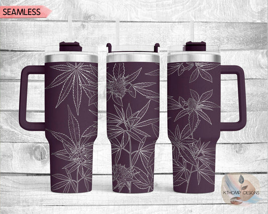 Cannabis Laser Engraved Full Wrap Design for 40oz Tumbler, Digital Download, SVG, Weed Seamless Design, Tumbler Wrap For Laser Rotary