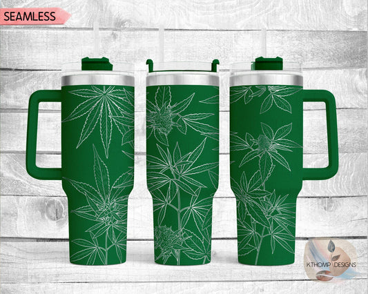 Cannabis Laser Engraved Full Wrap Design for 40oz Tumbler, Digital Download, SVG, Weed Seamless Design, Tumbler Wrap For Laser Rotary