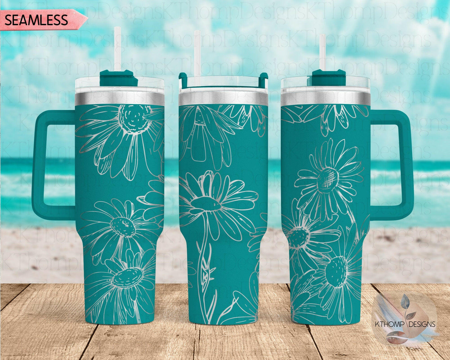 Daisies Laser Engraved Full Wrap Design for 40oz Tumbler, Digital Download, SVG, Seamless Floral Design, Tumbler Wrap For Laser Rotary