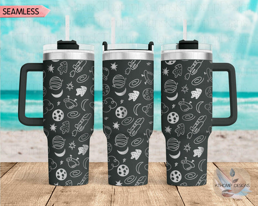 Space Doodles Laser Engraved Full Wrap Design for 40oz Tumbler, Digital Download, SVG, Seamless Design, Tumbler Wrap For Laser Rotary