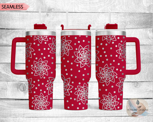 Rose Dots Laser Engraved Full Wrap Design for 40oz Tumbler, Digital Download, SVG, Floral Seamless Design, Tumbler Wrap For Laser Rotary