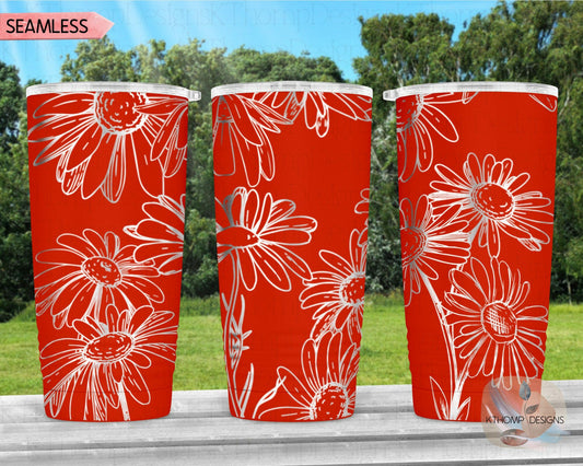 Daisies Laser Engraved Full Wrap Design for 20oz & 30oz Tumblers, Digital Download, SVG, Seamless Daisy Design, Tumbler Wrap For Rotary