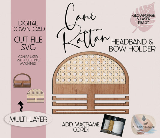 Cane Rattan Headband and Bow Holder design, Instant Digital Download, Laser Cut File, Glowforge File, Laser Cut, Glowforge Tested, SVG