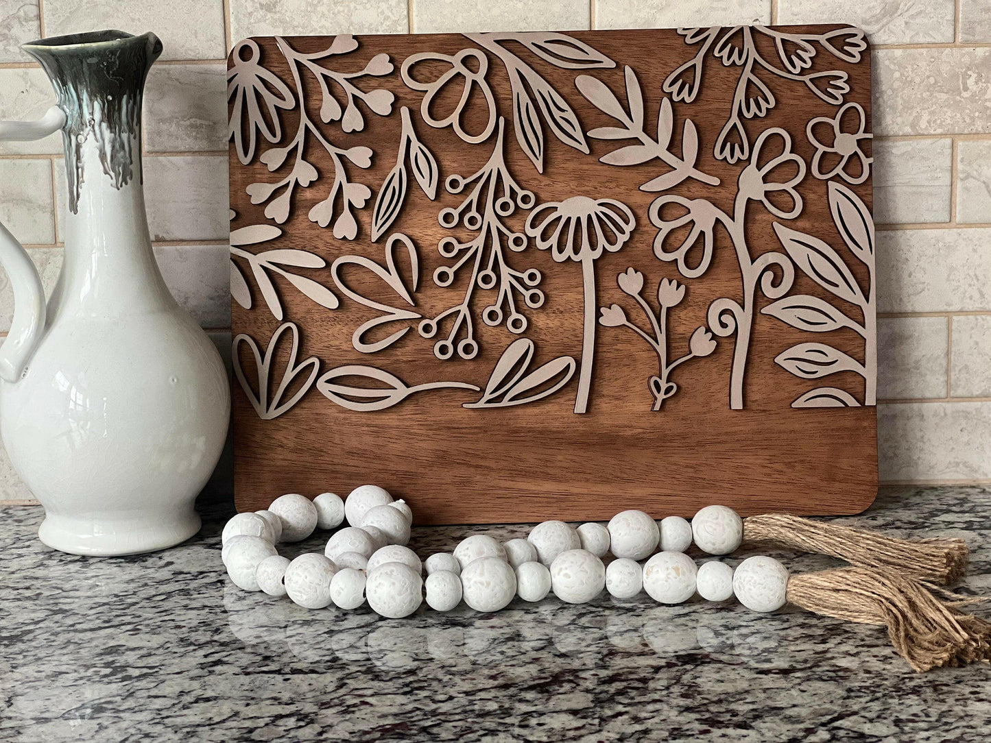 Floral Wall Hanger design, Instant Digital Download, Laser Cut File, Glowforge File, Laser Cut, Glowforge Tested, Cricut, SVG