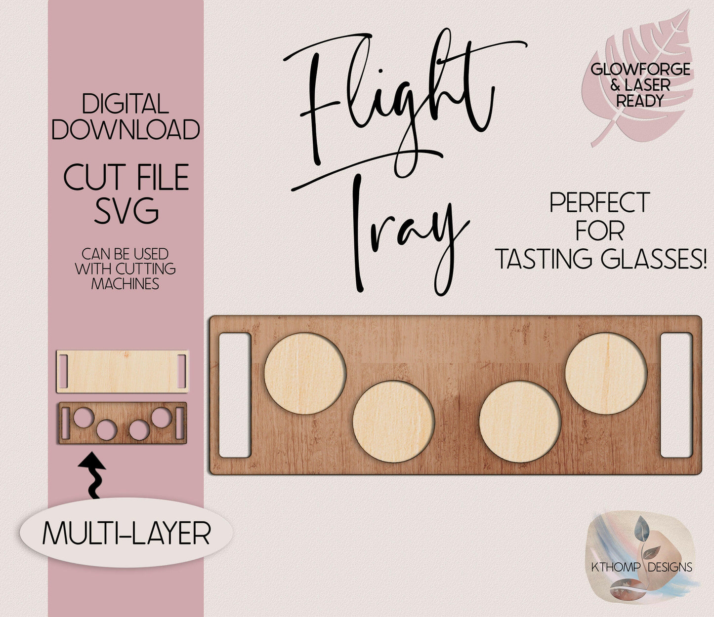 Laser Cut Beer Flight Tray design, Instant Digital Download, Laser Cut File, Glowforge File, Glowforge Tested, Cricut, SVG