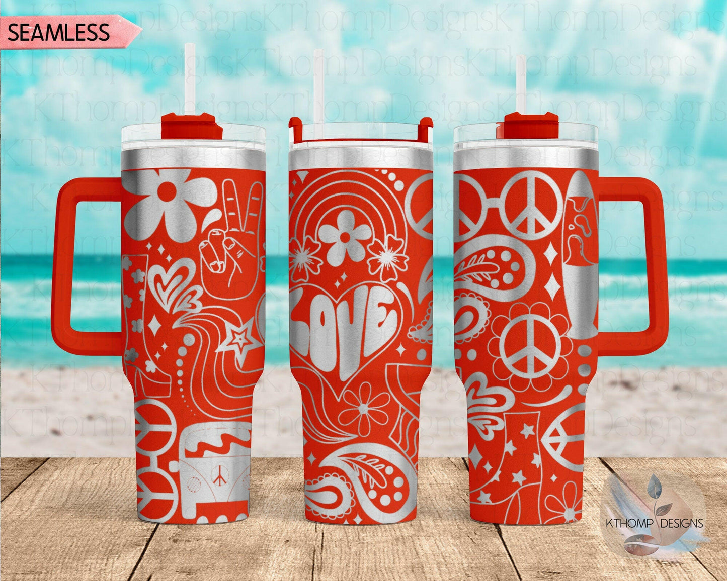 Groovy 70's Vibe Laser Engraved Full Wrap Design for 40oz Tumbler, Digital Download, SVG, Seamless Design, Tumbler Wrap For Laser Rotary