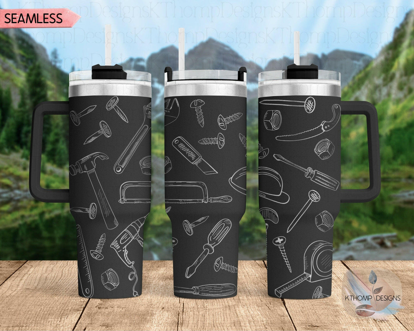 Tools Laser Engraved Full Wrap Design for 40oz Tumbler, Digital Download, SVG, Hand Tools Seamless Design, Tumbler Wrap For Laser Rotary