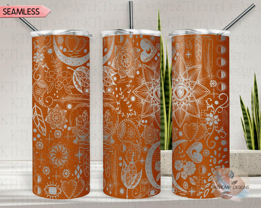 Boho Love Laser Engraved Full Wrap Design for 20oz Skinny Tumbler, Digital Download, SVG, Seamless Boho Design, Tumbler Wrap For Rotary