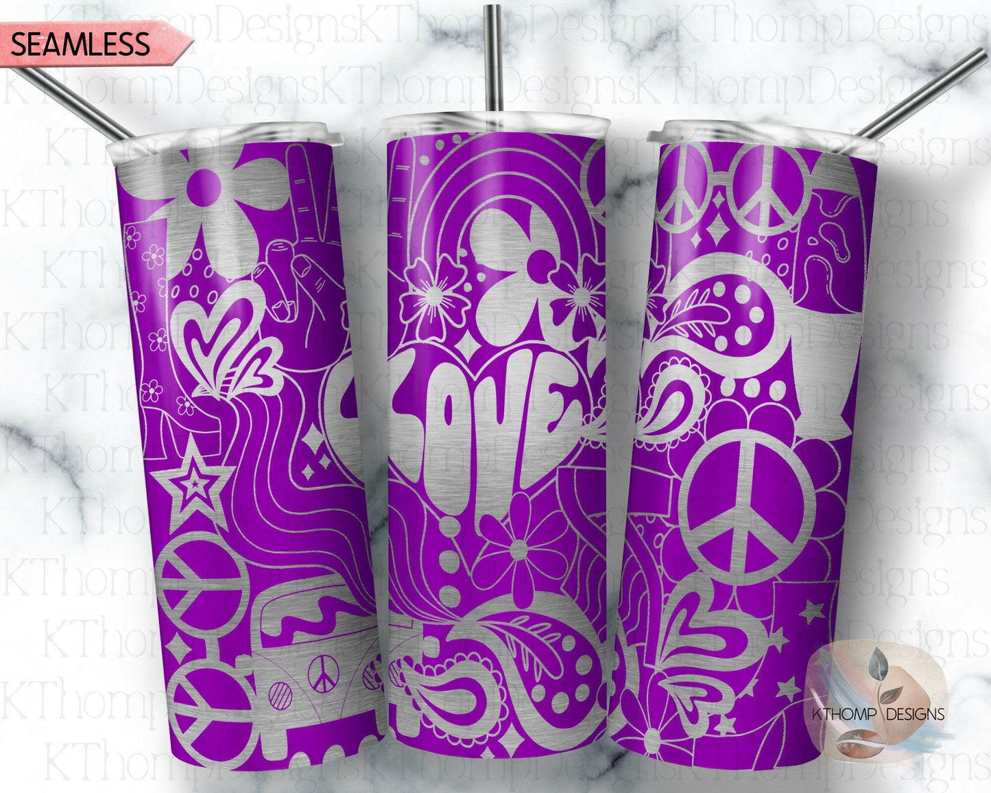 Retro Groovy Laser Engraved Full Wrap Design for 20oz Skinny Tumbler, Digital Download, SVG, Seamless Retro Design, Tumbler Wrap For Rotary