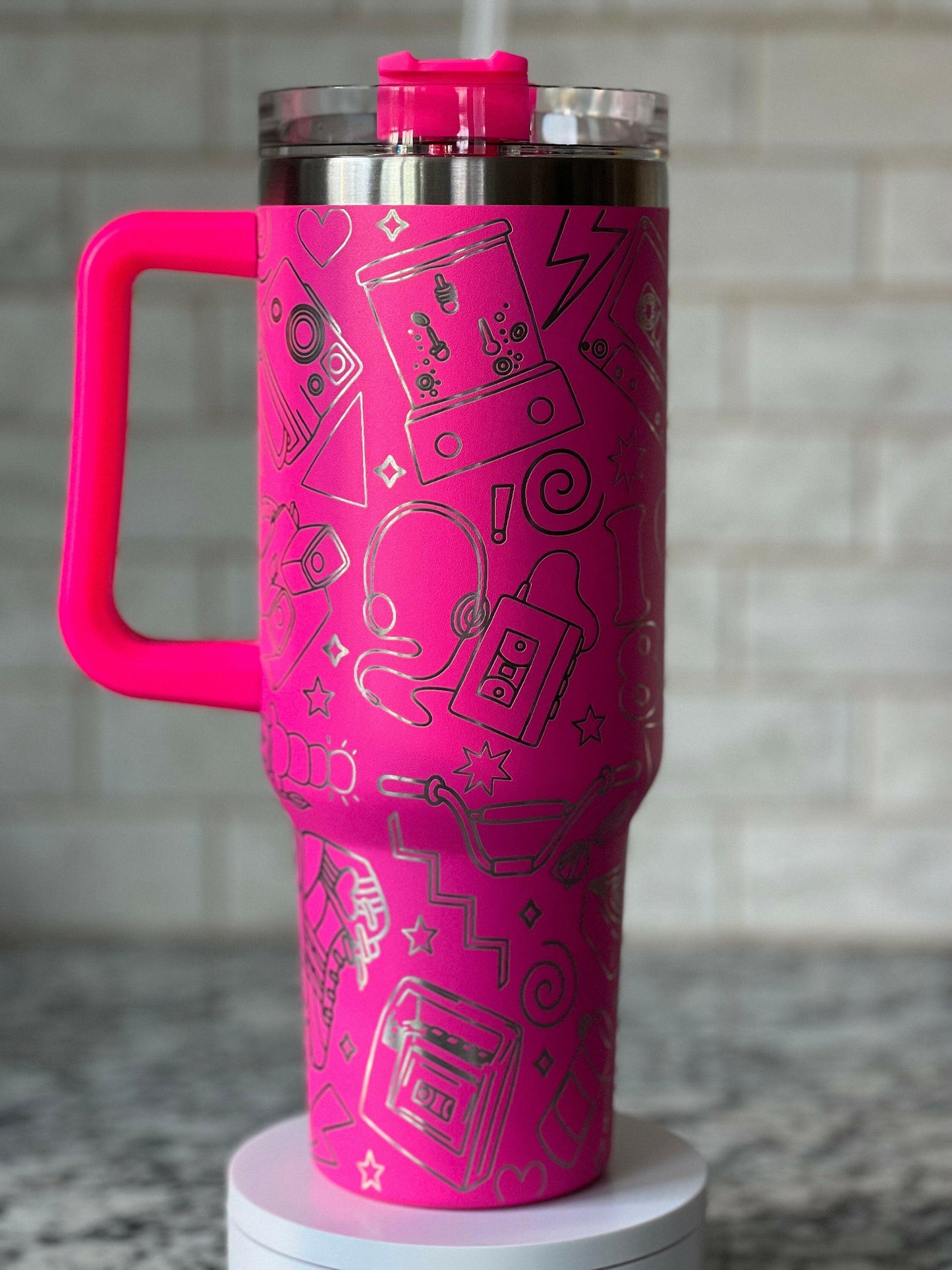 Awesome 80's Vibe Laser Engraved Full Wrap Design for 40oz Tumbler, Digital Download, SVG, Seamless Design, Tumbler Wrap For Laser Rotary