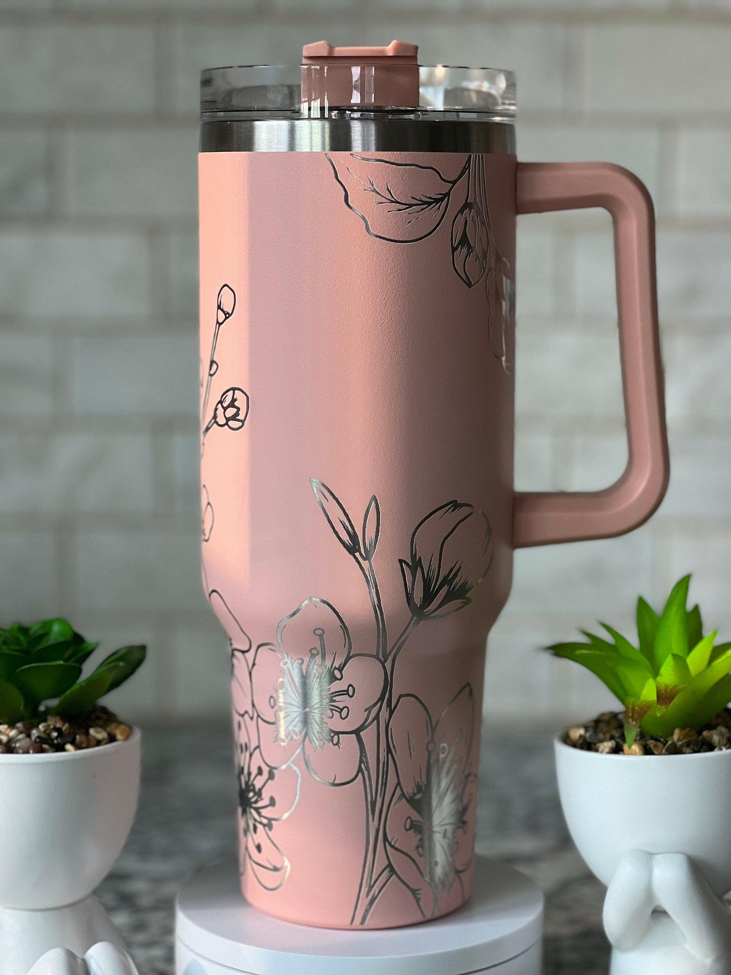 Cherry Blossoms Laser Engraved Full Wrap Design for 40oz Tumbler, Digital Download, SVG, Seamless Design, Tumbler Wrap For Laser Rotary