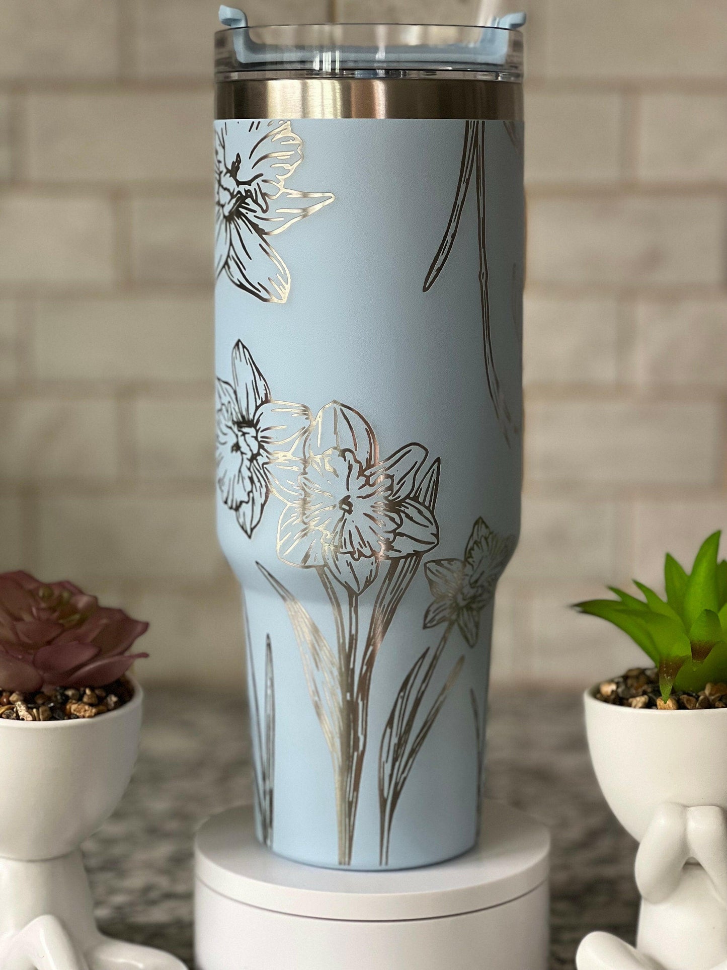 Daffodils Laser Engraved Full Wrap Design for 40oz Tumbler, Digital Download, SVG, Seamless Floral Design, Tumbler Wrap For Laser Rotary