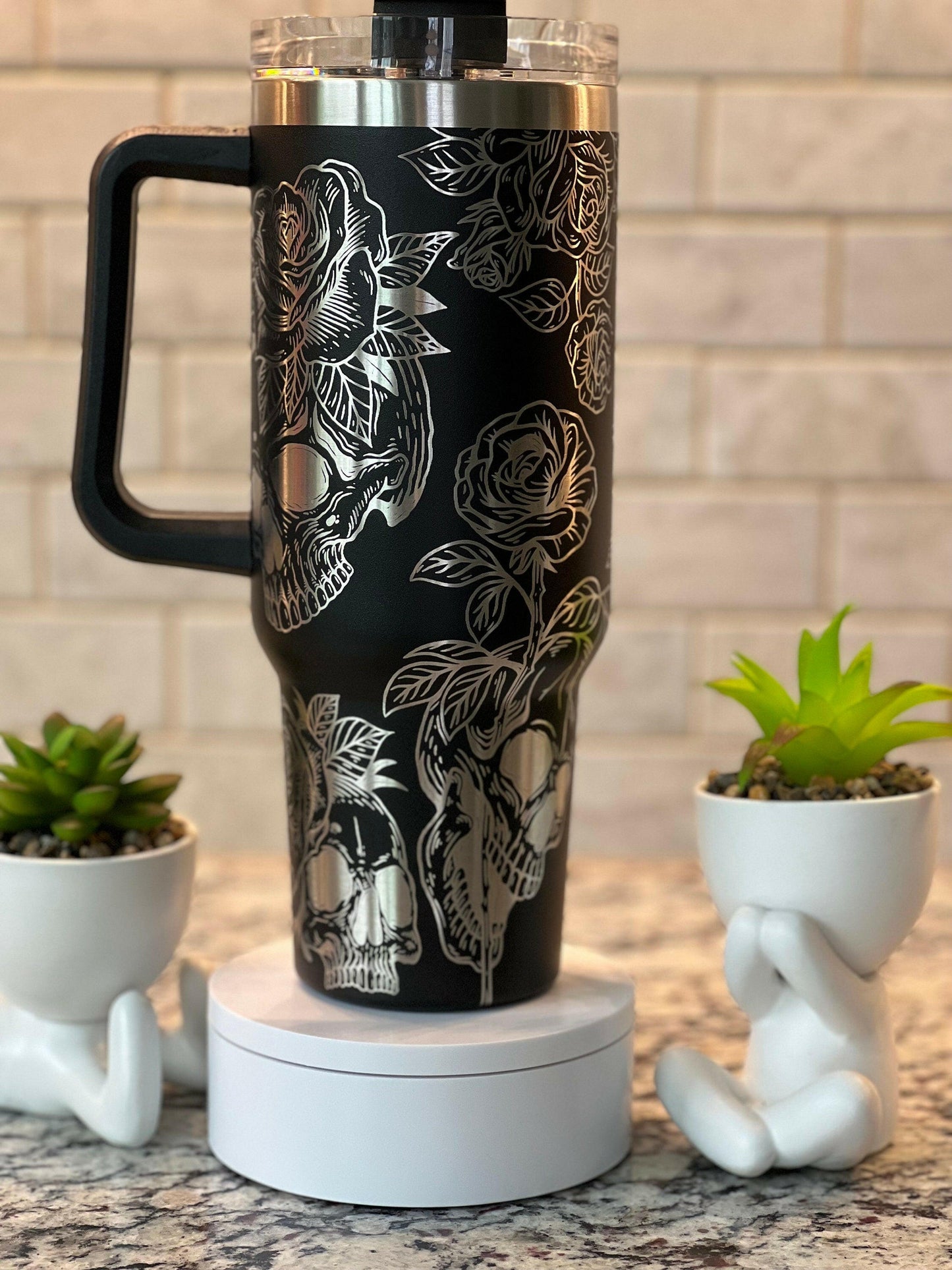 Skulls & Roses Laser Engraved Full Wrap Design for 40oz Tumbler, Digital Download, SVG, Seamless Design, Tumbler Wrap For Laser Rotary