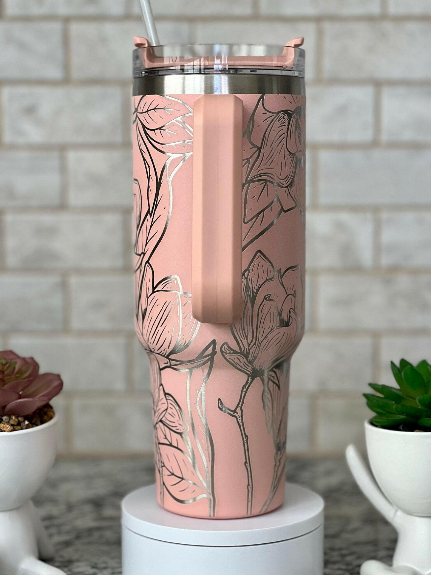 Magnolias Laser Engraved Full Wrap Design for 40oz Tumbler, Digital Download, SVG, Seamless Floral Design, Tumbler Wrap For Laser Rotary