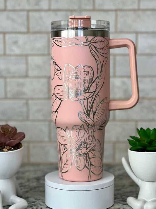 Magnolias Laser Engraved Full Wrap Design for 40oz Tumbler, Digital Download, SVG, Seamless Floral Design, Tumbler Wrap For Laser Rotary