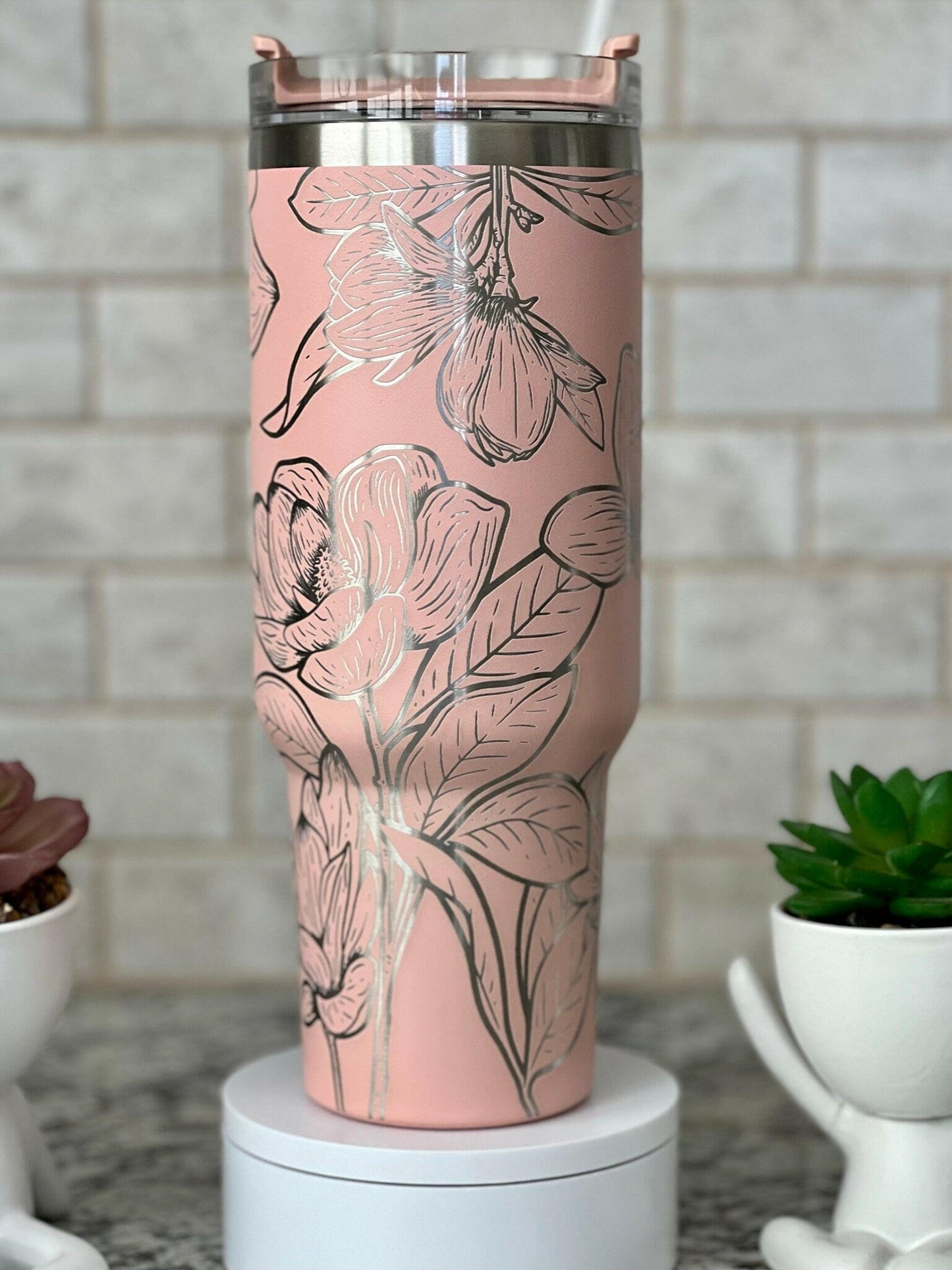 Magnolias Laser Engraved Full Wrap Design for 40oz Tumbler, Digital Download, SVG, Seamless Floral Design, Tumbler Wrap For Laser Rotary