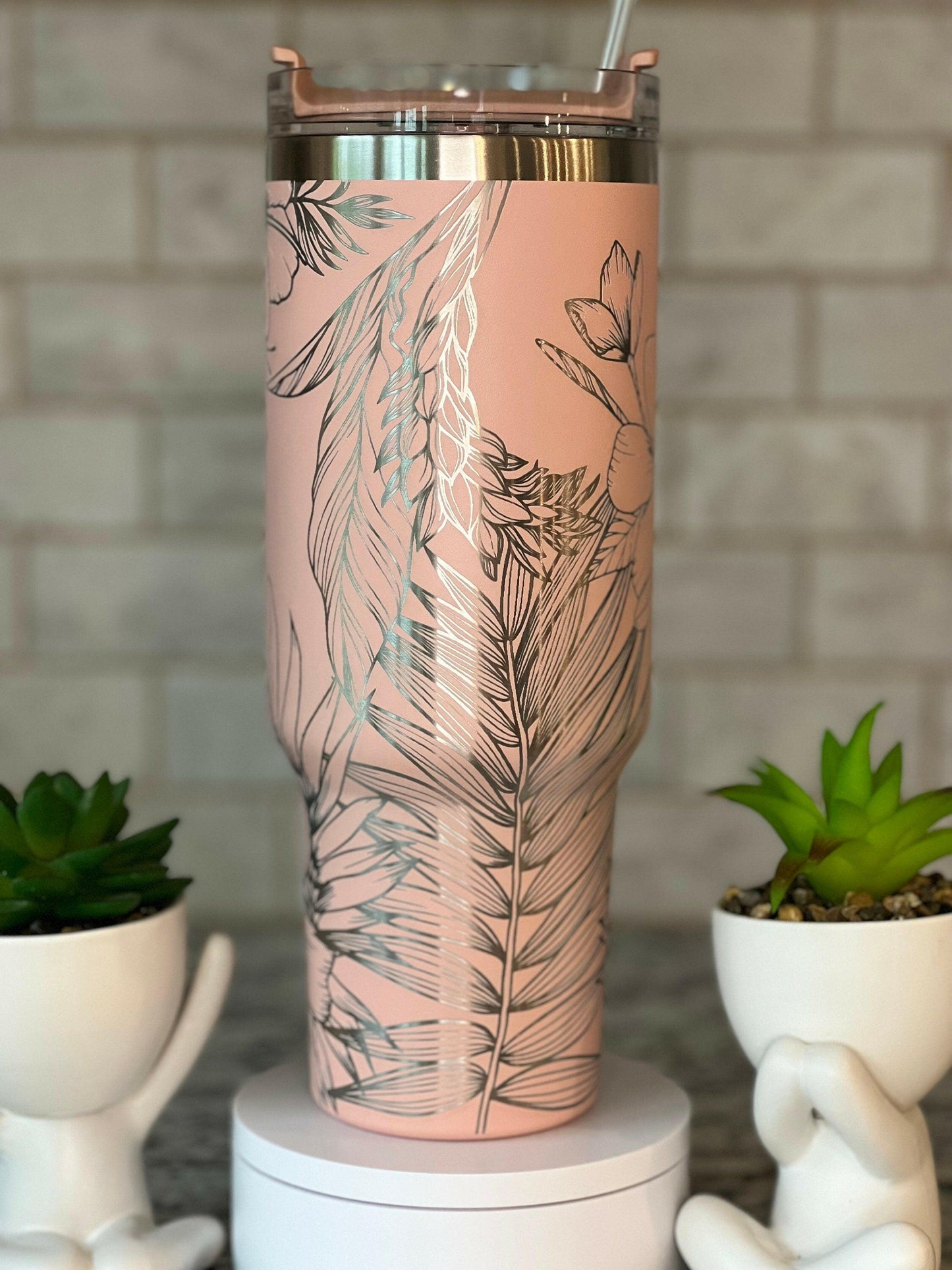 Tropical Plants Laser Engraved Full Wrap Design for 40oz Tumbler, Digital Download, SVG, Seamless Design, Tumbler Wrap For Laser Rotary