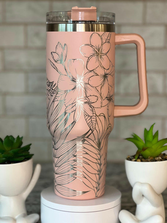 Tropical Plants Laser Engraved Full Wrap Design for 40oz Tumbler, Digital Download, SVG, Seamless Design, Tumbler Wrap For Laser Rotary