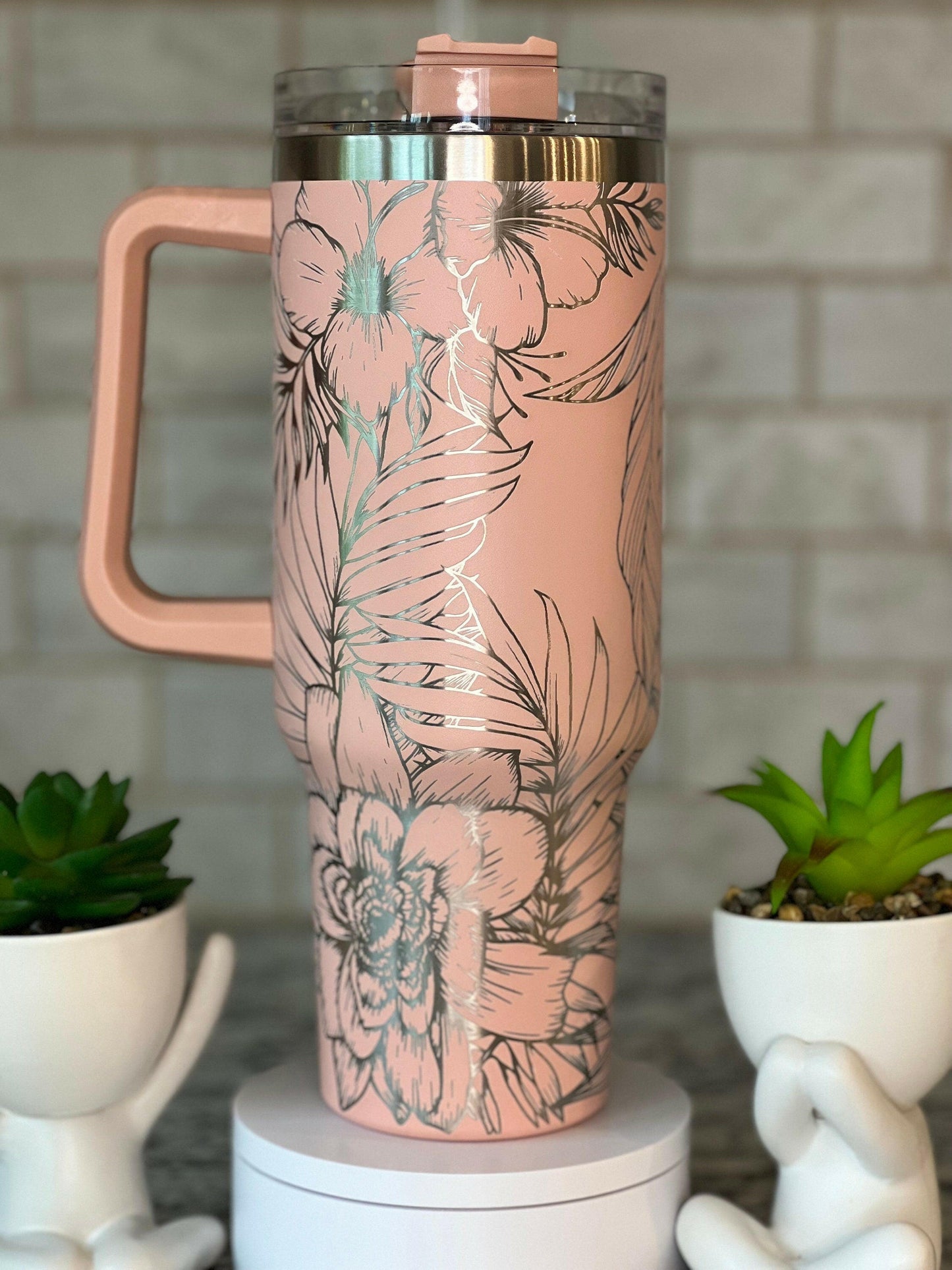 Tropical Plants Laser Engraved Full Wrap Design for 40oz Tumbler, Digital Download, SVG, Seamless Design, Tumbler Wrap For Laser Rotary