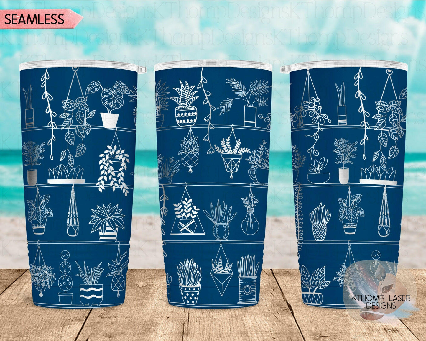 Potted Plant Shelves Laser Engraved Full Wrap Design for 20oz & 30oz Tumblers, Digital Download, Seamless Design, Laser Rotary SVG, DXF