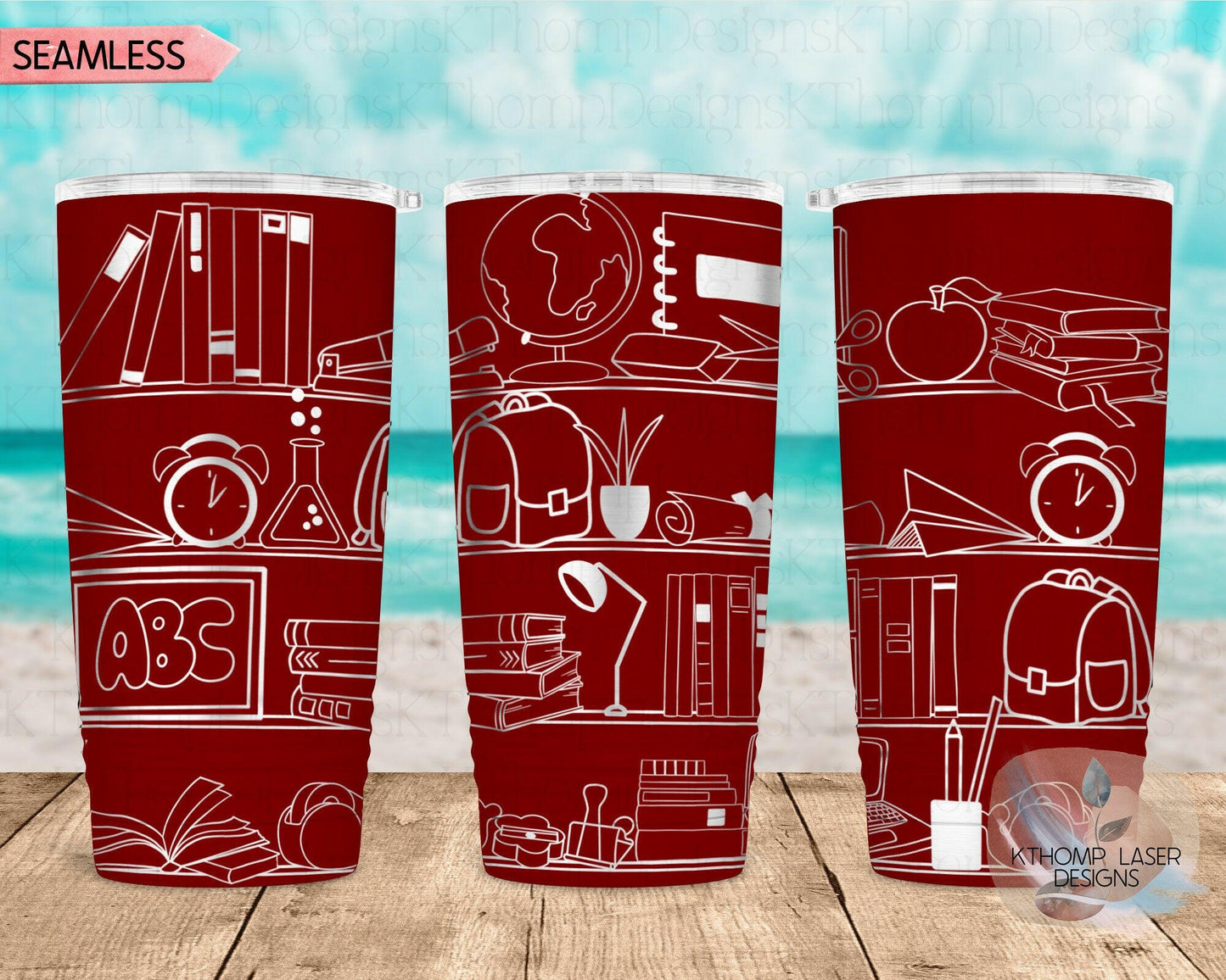 School Shelves Laser Engraved Full Wrap for 20oz & 30oz Tumblers, Digital Download, Teacher Gift, Seamless Design, Laser Rotary SVG DXF