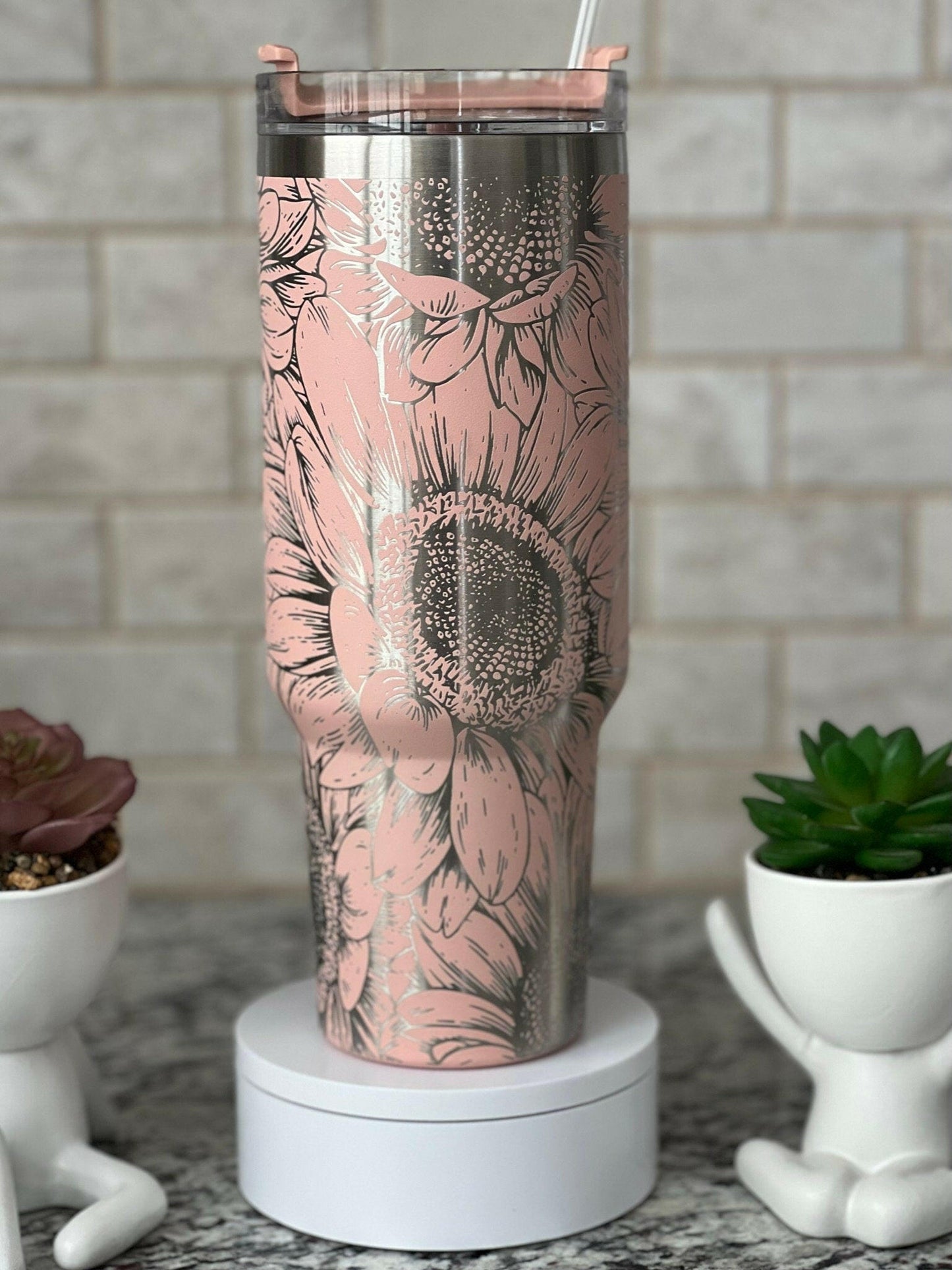 Sunflower Laser Engraved Full Wrap Design for 40oz Tumbler, Digital Download, SVG, Floral Seamless Design, Tumbler Wrap For Laser Rotary