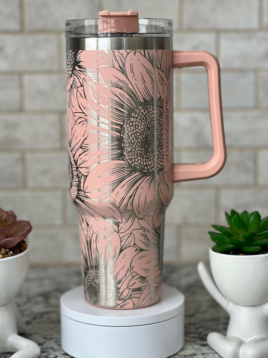 Sunflower Laser Engraved Full Wrap Design for 40oz Tumbler, Digital Download, SVG, Floral Seamless Design, Tumbler Wrap For Laser Rotary