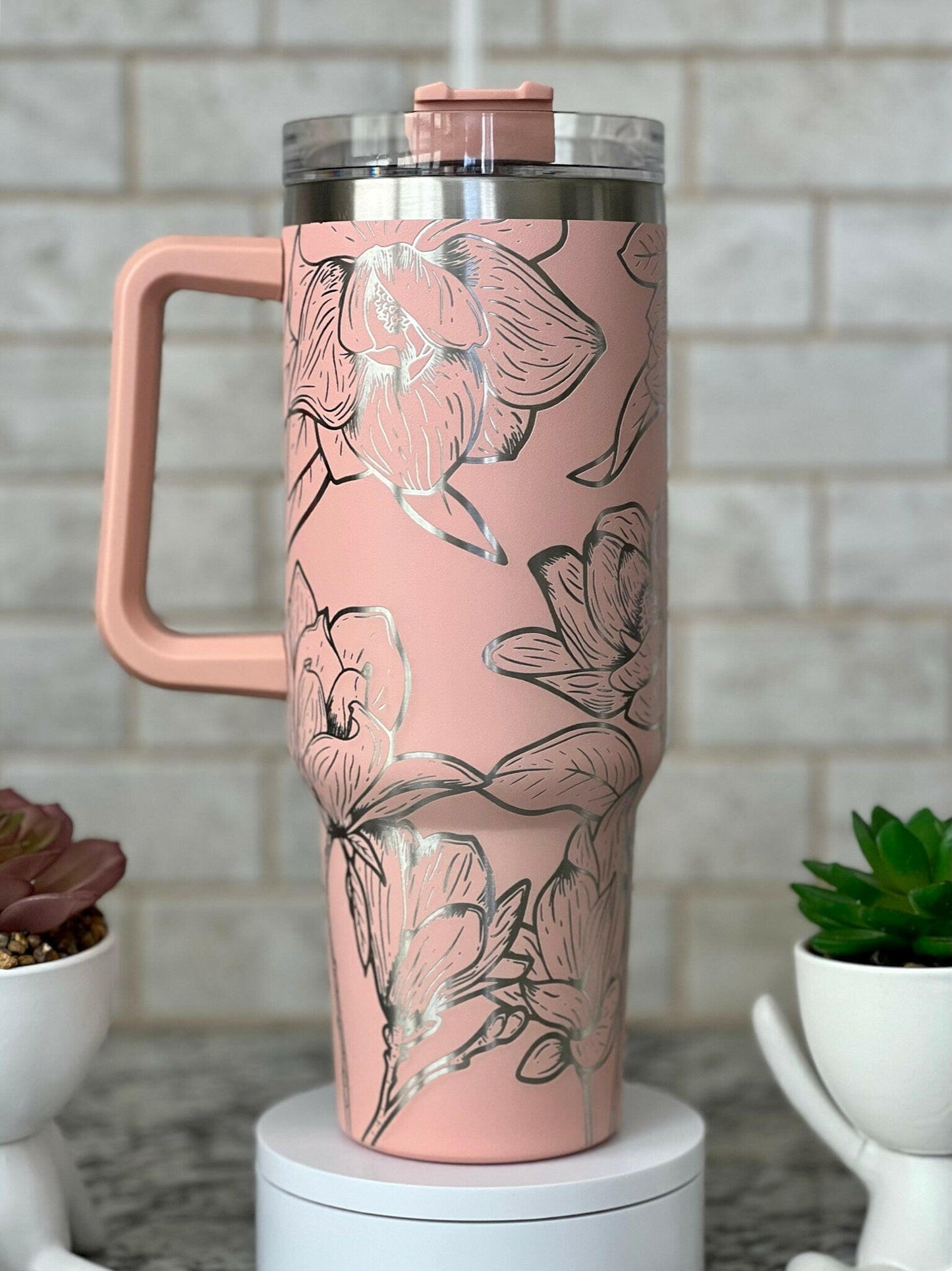 Magnolias Laser Engraved Full Wrap Design for 40oz Tumbler, Digital Download, SVG, Seamless Floral Design, Tumbler Wrap For Laser Rotary