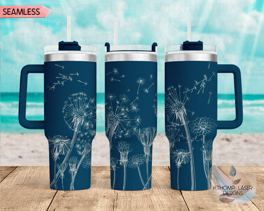 Dandelions Laser Engraved Full Wrap Design for 40oz Tumbler, Digital Download, SVG, Floral Seamless Design, Tumbler Wrap For Laser Rotary