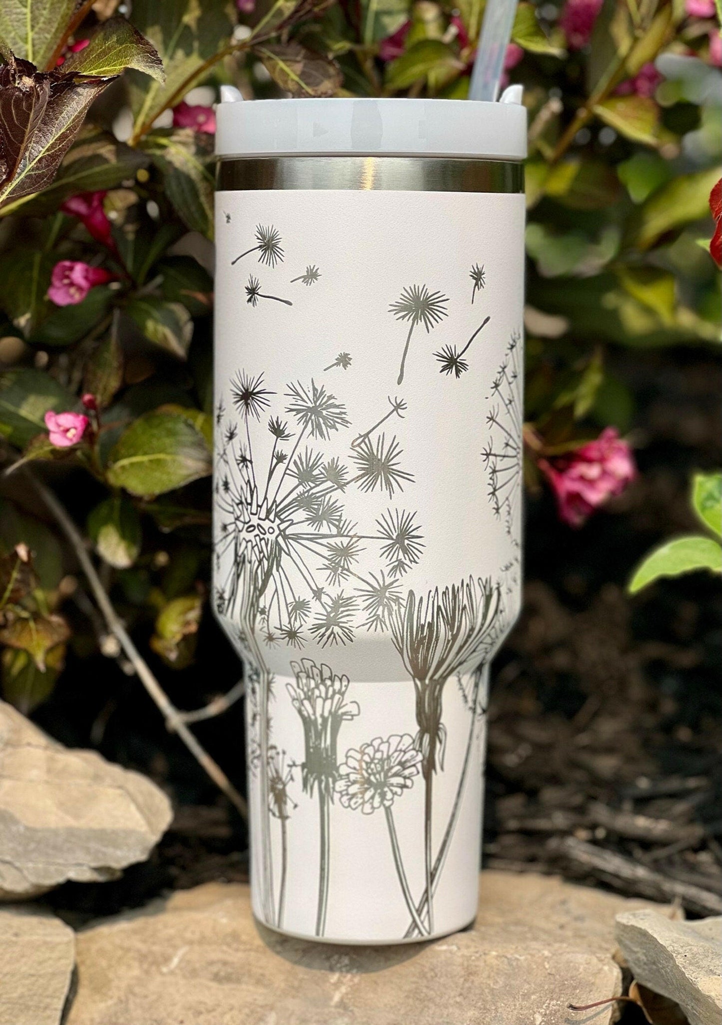 Dandelions Laser Engraved Full Wrap Design for 40oz Tumbler, Digital Download, SVG, Floral Seamless Design, Tumbler Wrap For Laser Rotary