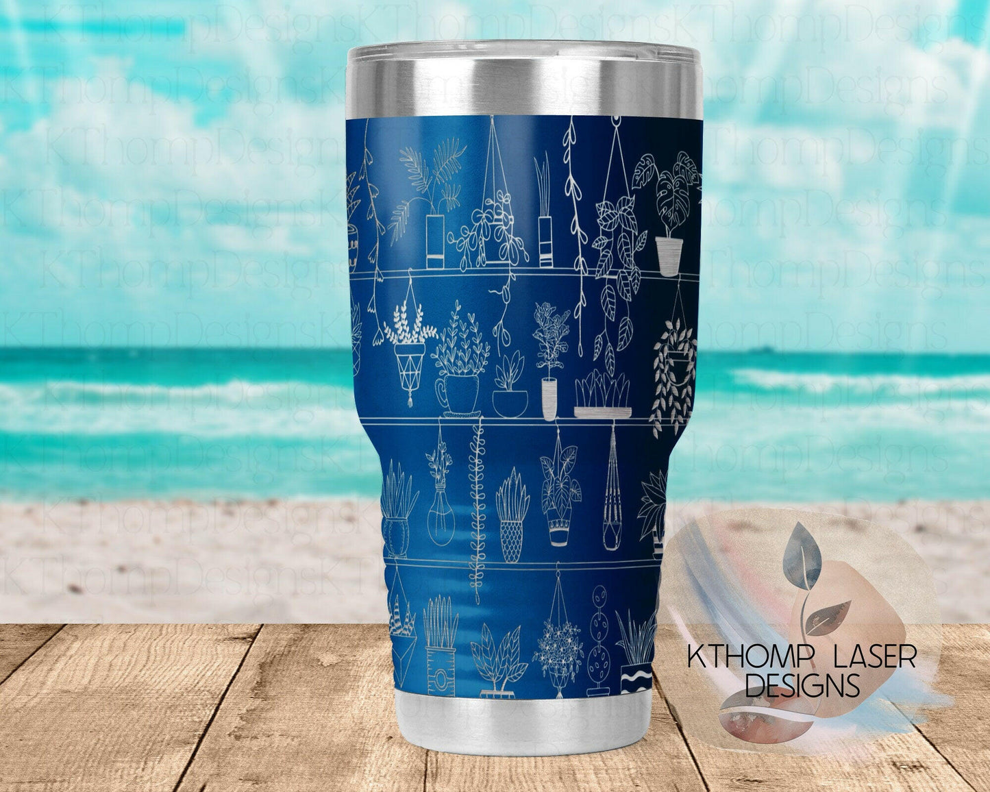 Potted Plant Shelves Laser Engraved Full Wrap Design for 20oz & 30oz Tumblers, Digital Download, Seamless Design, Laser Rotary SVG, DXF