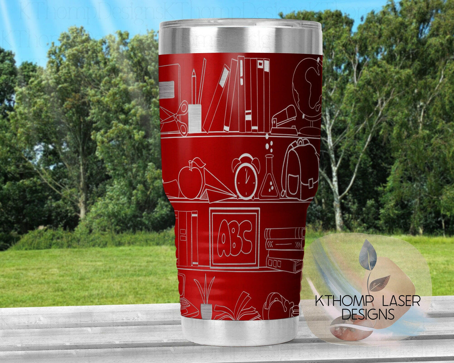 School Shelves Laser Engraved Full Wrap for 20oz & 30oz Tumblers, Digital Download, Teacher Gift, Seamless Design, Laser Rotary SVG DXF