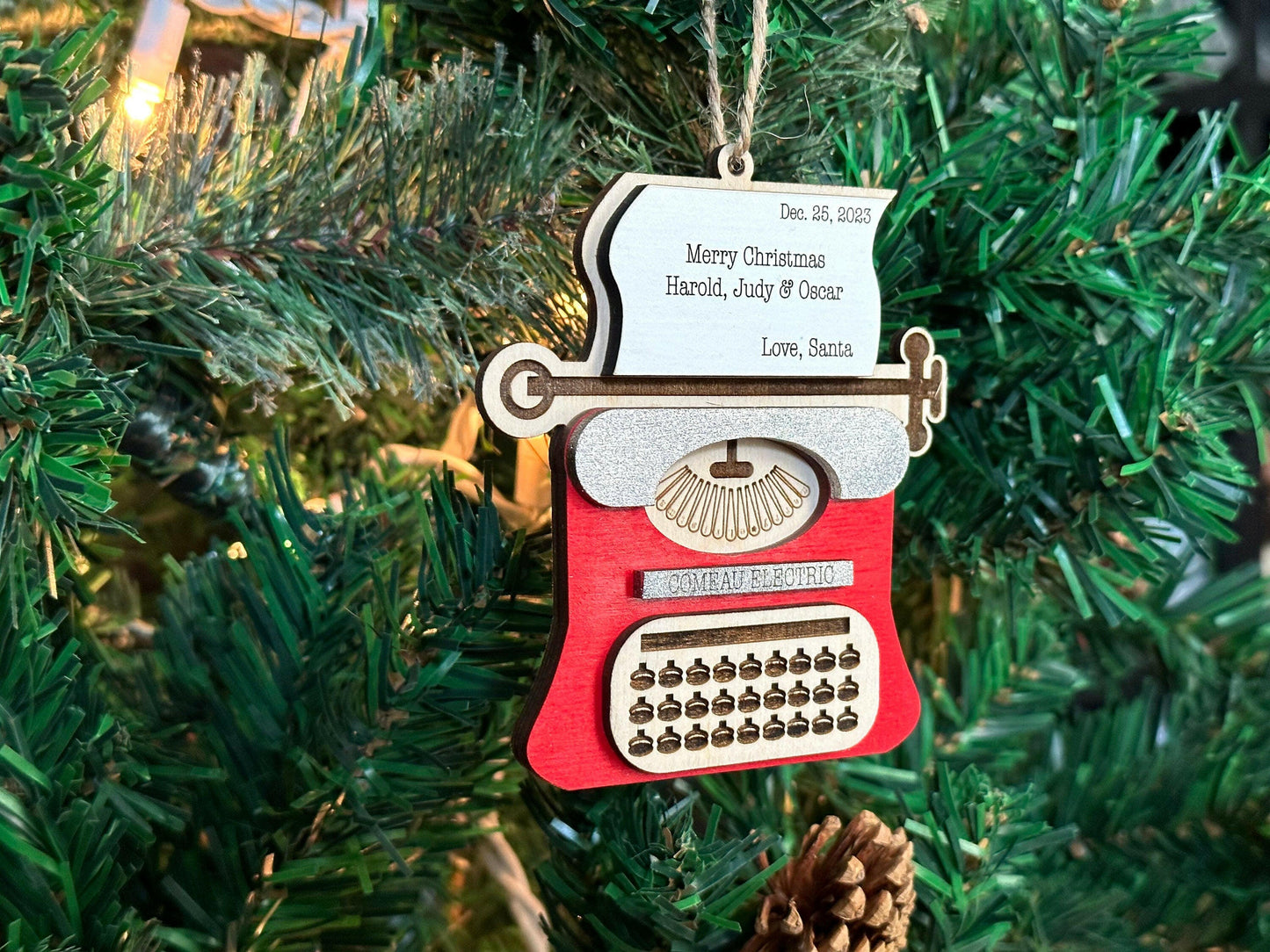 Retro Typewriter Family Christmas Ornament SVG, PNG