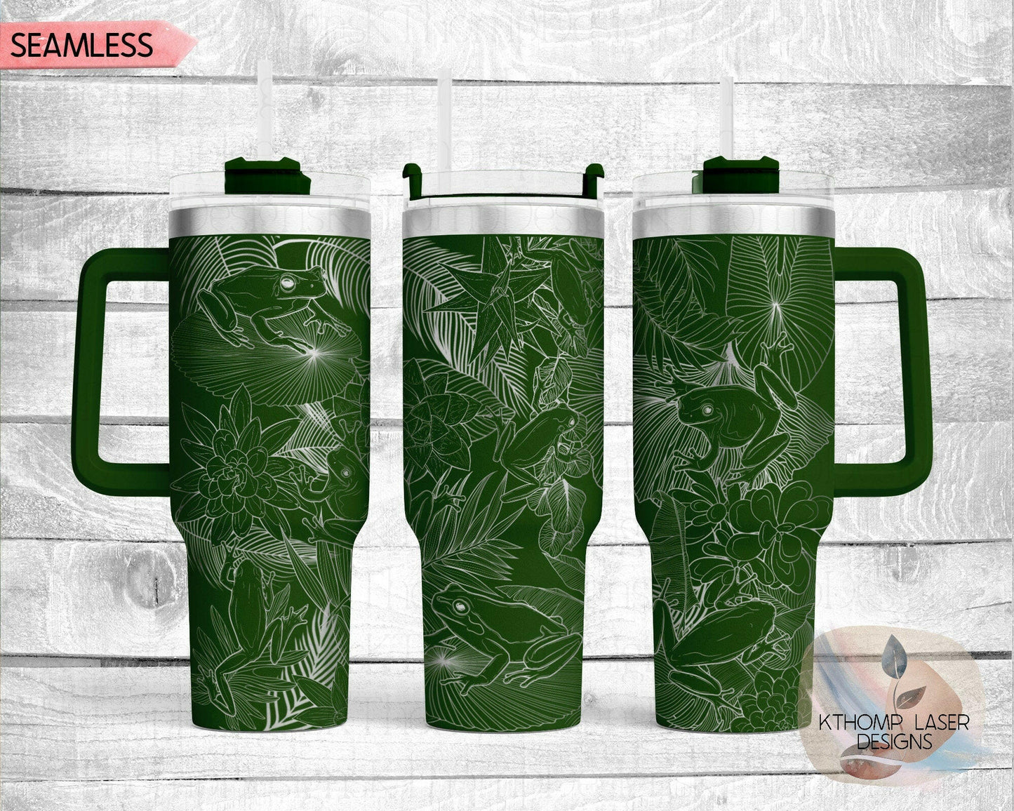 Tree Frogs Laser Engraved Full Wrap Design for 40oz Tumbler, Digital Download, SVG, Seamless Design, Tumbler Wrap For Laser Rotary