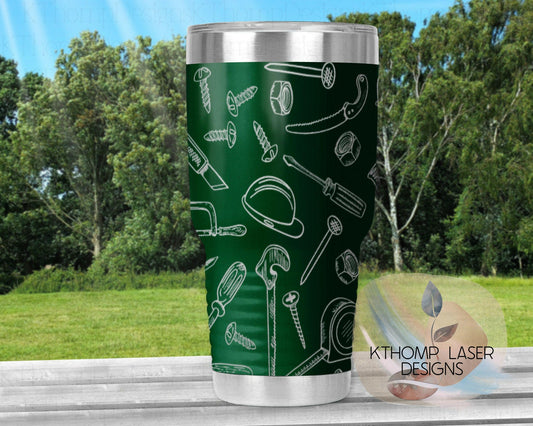 Tools Laser Engraved Wrap Design for 20oz & 30oz Tumblers, Digital Download, SVG, Hand Tools Seamless Design, Tumbler Wrap For Rotary