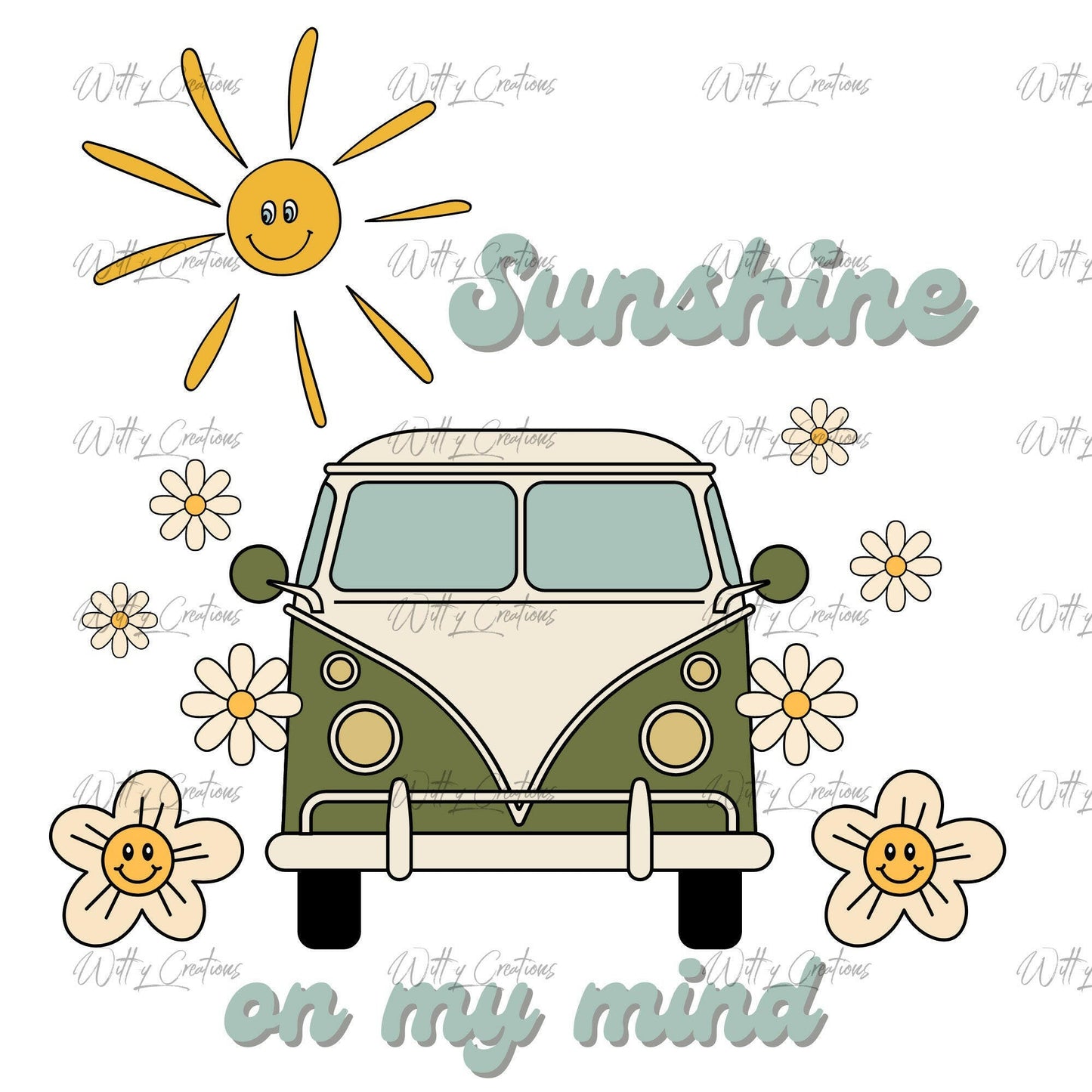 Sunshine on my Mind PNG Digital Download for Positivity and Happiness - Vibrant and Lively Design for T-Shirts, Posters, and More