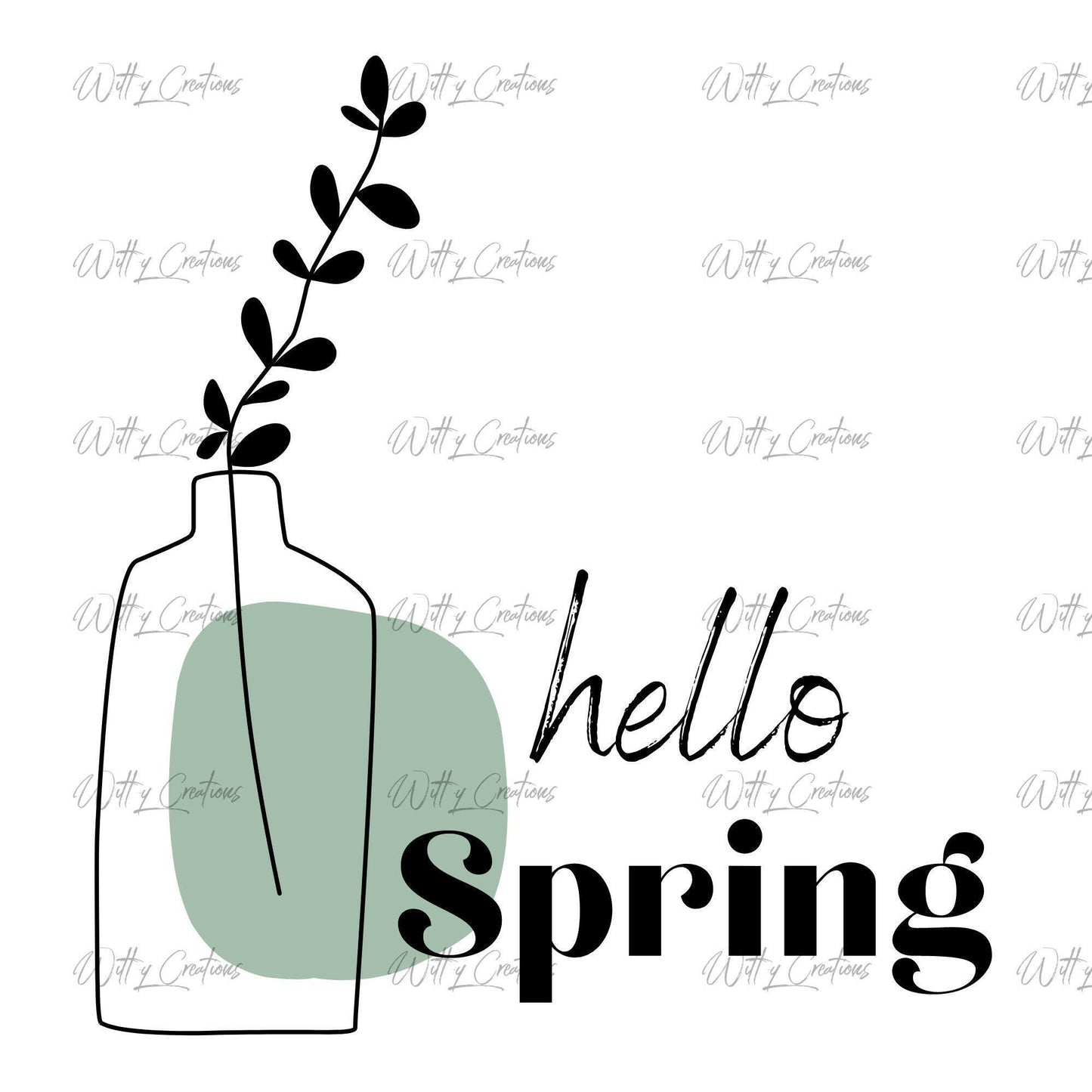 Hello Spring, Minimalist design, PNG