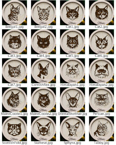 Cat Pet Portrait Ornament Digital Files SVG/PNG - (20 Cats)