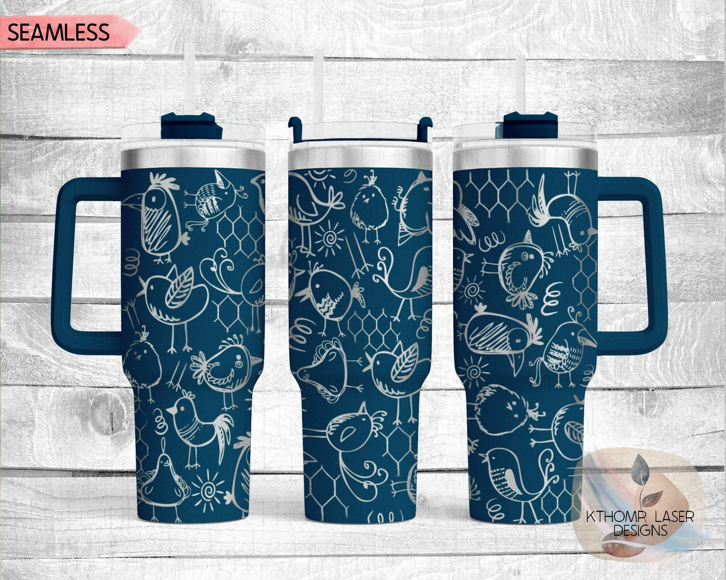 Bird Doodles Laser Engraved Full Wrap Design for 40oz Tumbler, Digital Download, SVG, Seamless Design, Tumbler Wrap For Laser Rotary