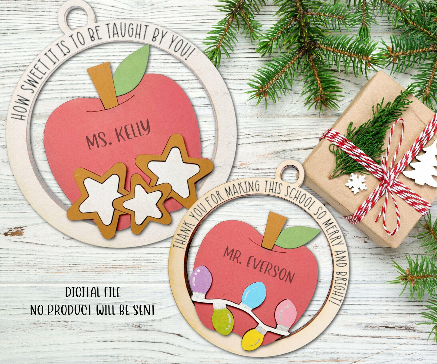 Teacher Christmas Ornaments SVG File, Teacher Ornaments SVG Laser File, Smart Cookie Ornament Svg, Teacher Cookie Ornament Svg